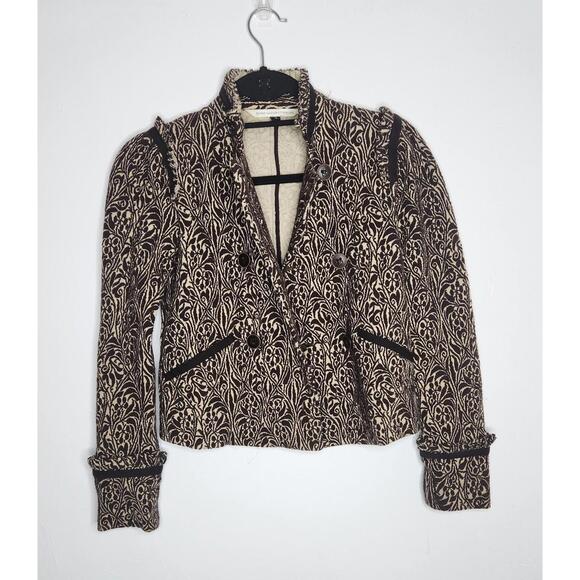 Diane Von Furstenberg Jackets & Blazers - Diane Von Furstenberg Jacket Womens 2 Brown Cream Logan Jacquard Floral Cropped